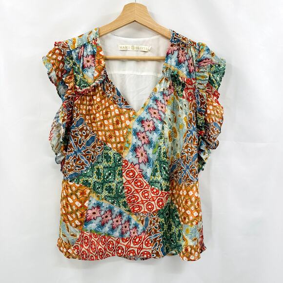 marie oliver S patchwork silk phoebe blouse - Picture 2 of 5